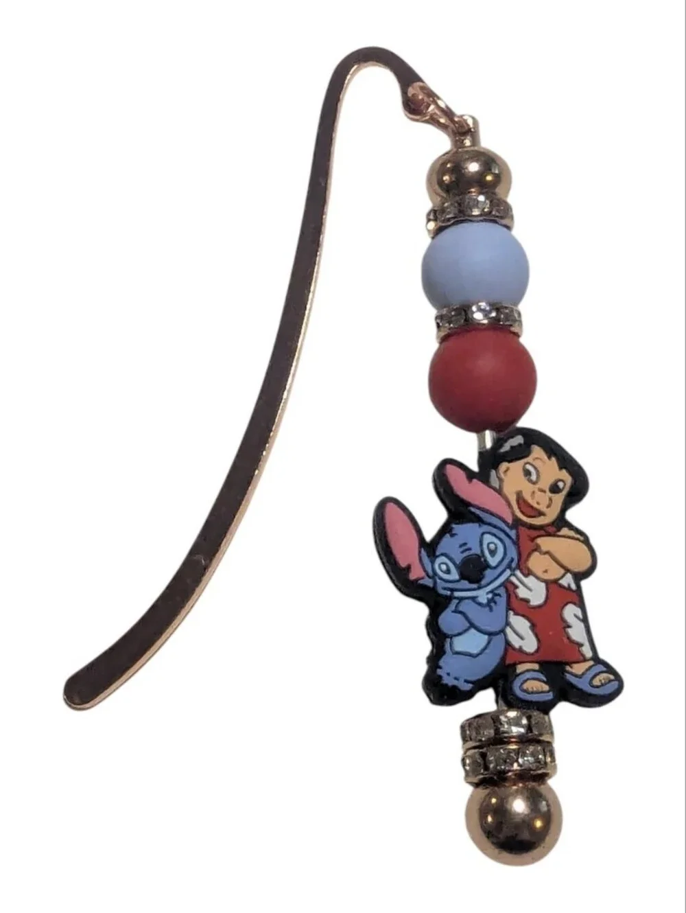 Handcrafted Lilo & Stitch Bookmark Beaded Red Blue New